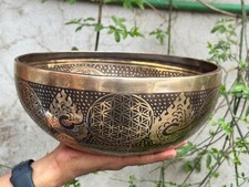 Flower of life carved tibetan singing bowls - Meditation sound healing yoga bowl picture