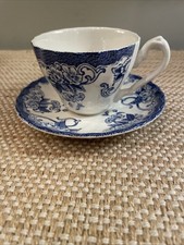 PV08850 Vintage Myott CHELSEA GARDEN Blue White Cup & Saucer picture