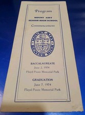 VTG 1974 Mount Airy High School Commencement Baccalaureate Program Granite Bears picture