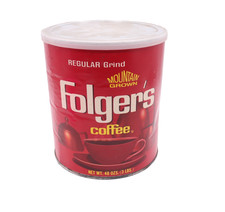 Vintage Folger's Coffee Can 3 lb Mountain Grown Regular Grind 1970s Lid Empty picture