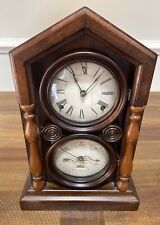 Antique Double Dial Calendar Clock Ornate Convex Glass Walnut Mantle Repair picture