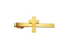 GOLD CHRISTIAN CROSS TIE BAR TIE TAC CHAPLAIN CROSS U.S.A MADE CLIP ON STYLE picture