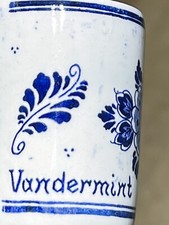 Vintage Blue Delft Windmill Scene Toothpick Holder Shot Glass Vandermint picture