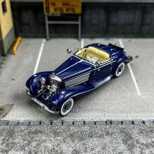 1:64 500K Style Blue Vintage Convertible Diecast Model Car Collectible picture