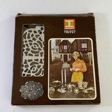 Vintage Irvinware Chrome Plated Trivet Floral Cutout MCM w Original Box 1971 picture
