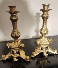 Vintage Brass Gold Girandole Hollywood Regency Candle Holder Candlestick SETOF 2 picture