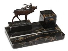 Marble and Bronze desk stand bull stag Julius Paul Schmidt-Felling  picture
