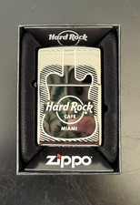 Zippo Hard Rock MIAMI Chrome Black Ice Lighter Etched NEW in Box Sealed 2024 picture