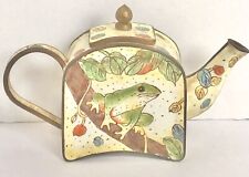 Empress Arts Enameled Brass Miniature Teapot Tree Frog Vintage picture
