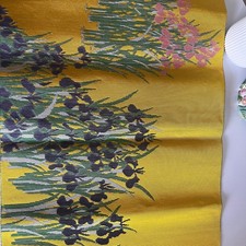 Vintage Japanese Silk Table Linen Hakata Weaving Irises Silk Woven 24x12.5 picture