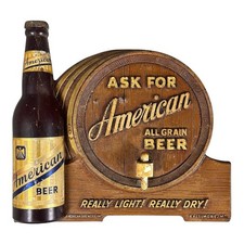 VTG 1950s American All Grain Beer 3D Bottle Barrel Composition Sign Baltimore MD picture