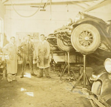 c1925 Antique Photo Auto Garage Showing Cars & Mechanics Sepia Suits picture