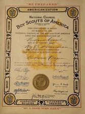 1925 Boy Scouts Of America Americanization Certificate Portland Oregon BSA  picture