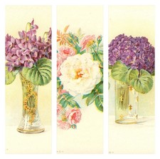 Flowers Postcard Antique 1909 Partial Set of 3 - Beautiful Cut Flowers  N picture