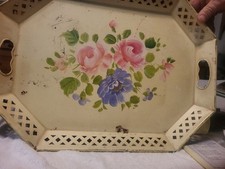 Vintage Hand-Painted Metal Serving Tray picture