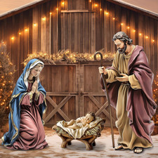 3 Pcs Metal Christmas Outdoor Nativity Scene Set, 54.3 Inch picture