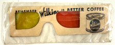 RARE 50's Wilkins Coffee 3D 3-D advertising glasses Jim Henson wontkins picture