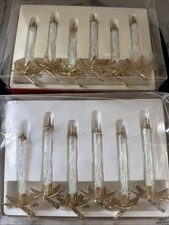 VTG Clip On Icicle Candle Ornaments Italian Blown Glass Hand painted 2 sets of 6 picture