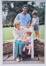 Oversized Postcard Prince Charles Princess Diana Prince William Prince Harry picture