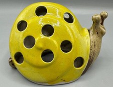 Vintage Yellow Ceramic Snail Flower Potpourri Holder Figurine Garden Decor picture