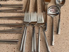 STANLEY ROBERTS YORK STAINLESS STEEL FLATWARE, 63 PIECES picture