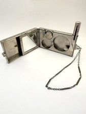Antique Art Deco Wristlet vanity purse Compact Plated  picture