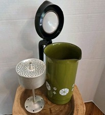 Vtg CATHRINEHOLM Norway Viking Enamelware Olive Green Coffee Percolator Pot RARE picture