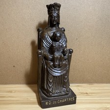 Vintage Black Madonna of Chartres Religious Priests Altar Faux Carving Statue picture