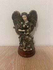 Vintage Angel Figurine with Harp on Round Base picture