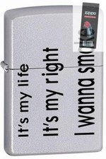 Zippo 205 its my life its my right i wanna smoke Lighter + FLINT PACK picture