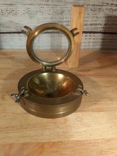 Vintage Nautical Antique Brass Glass Port Hole Trinket box Paper Weight Ash Tray picture