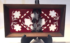 Vtg Cranberry Glass Cut to Clear Floral Window Tray - Decor - Tray Serving picture