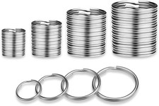 40 Pack Silver Key Ring Keychain Assorted in 4 Sizes Metal Round Split Key Chain picture