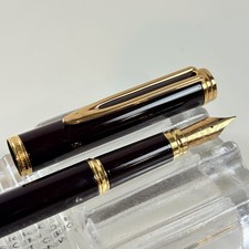 Waterman Gentleman Fountain Pen, 18K Fine Nib, Burgundy Made in France picture