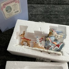 Cherished Teddies Bear on Reindeer Sled Figurine Boxed Resin 7in x 4in picture