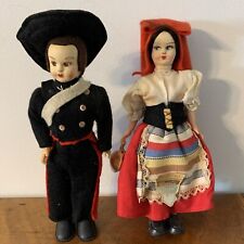 Man and woman Lenci type figurines with felt faces and wool clothing. 6” tall. picture