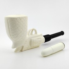 Gun Shaped Block Meerschaum Pipe and Bullet Shaped Tamper,With Box,Unique,Rare picture