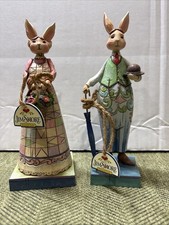 Jim Shore Bunny Bright Gentleman Bunny And Hare With Flair Lady Bunny NOB picture