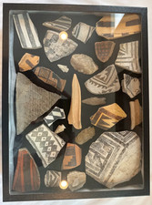 Prehistoric Anasazi & Mogollon Pottery Shards and Tools Collection Framed  picture