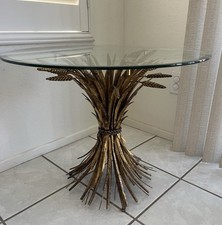 Vintage Mid Century Sheaf Of Wheat  End Table With 1/4” Beveled Glass Top picture