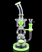 THICK Bong 11 Inch Fab Egg RECYCLER BONG Glass Water Pipe Hookah GREEN *USA* picture