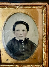 Antique Ambrotype Photograph Portrait of Boy in 9th Plate Union Case Late 1850s picture