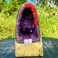 3.08LB Natural Amethyst Geode Quartz Crystal Cluster Cathedral Energy healing picture