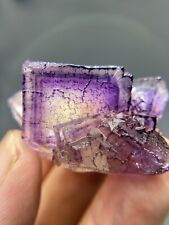 Unique natural purple pattern cubic window fluorite mineral crystal, China picture