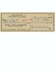 Moe Howard Reproduction Cancelled Check and 8 x 10 Photo  picture