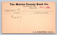 J99/ Marion Ohio Postcard Postal Card c1910 Marion County Bank 74 picture