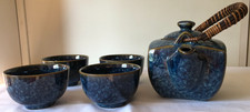 Japanese Porcelain Ceramic Teapot & 4 Cups Namako Mottled Glaze picture