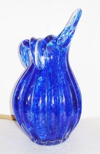 VINTAGE RARE COBALT BLUE GLASS VASE BEAUTIFUL DESIGN NR picture