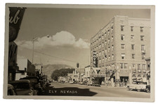 ELY NEVADA DOWNTOWN STREET SCENE OLD CARS REAL PHOTO RPPC picture