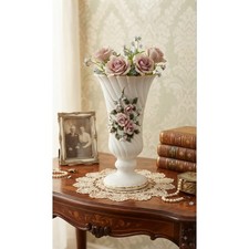 Vintage Lefton China 828 Hand Painted Floral Rose Bud Vase Gold Trim 1948 Japan picture